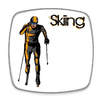 Ski de fond - Magnet carré - blanc - Devant