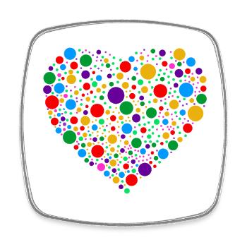 Colourful Polka Dot Heart – Bright Spotty Dotted  - Square fridge magnet - white - Front