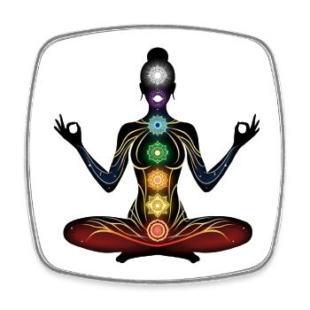 Chakra Meditation Silhouette - Square fridge magnet - white - Front