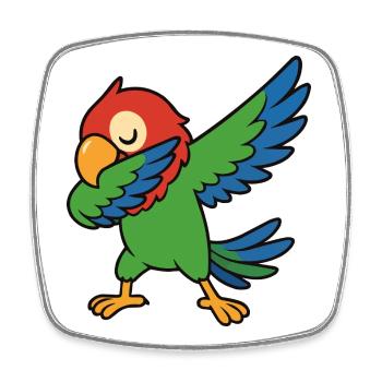 Bande dessinée Parrot Dabbing - Magnet carré - blanc - Devant