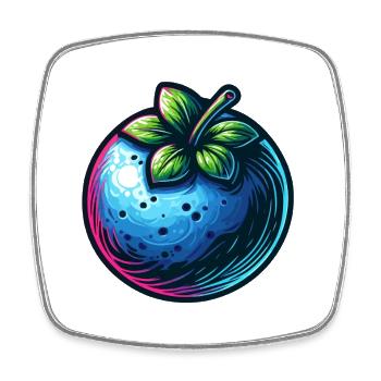 Neon Blue Berry and Foliage - Square fridge magnet - white - Front