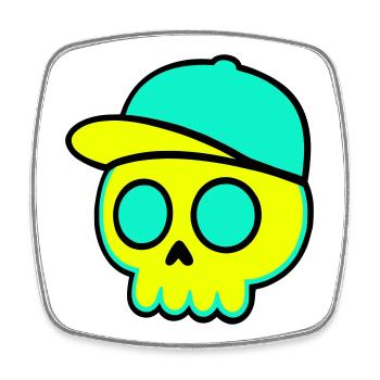 Casquette fluo Streetwear - Magnet carré - blanc - Devant