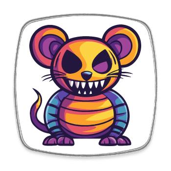 Souris Halloween Bande Dessinée Zombie - Magnet carré - blanc - Devant