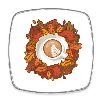 Leaves are Falling, Coffee is Calling - Viereckiger Kühlschrankmagnet - Weiß - Vorne