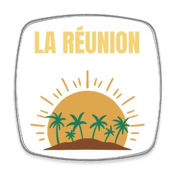 Reunion Island Sun and Palm Trees T-shirt - Square fridge magnet - white - Front