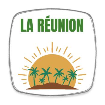 Reunion Island Sun and Palm Trees T-shirt - Square fridge magnet - white - Front