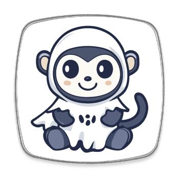 Monkey Halloween Ghost - Square fridge magnet - white - Front