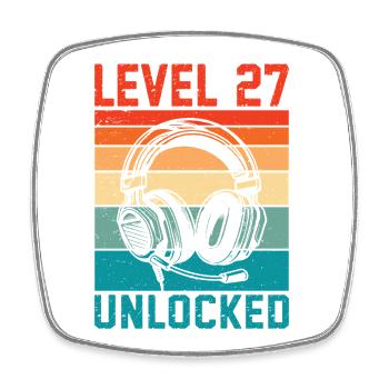 27 Year Old Level Unlocked - 27th Anniversary Gamer - Square fridge magnet - white - Front