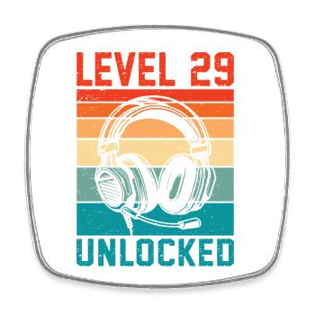 Level 29 Years Unlocked - 29th Anniversary Gamer - Square fridge magnet - white - Front