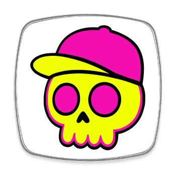 Neon Skull Cap Design - Square fridge magnet - white - Front