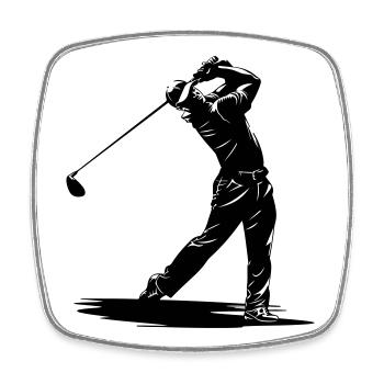 Golfer Swing Silhouette - Viereckiger Kühlschrankmagnet - Weiß - Vorne