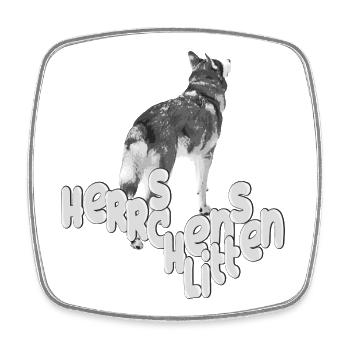 Chien de traîneau du maître avec illustration de mot - Magnet carré - blanc - Devant