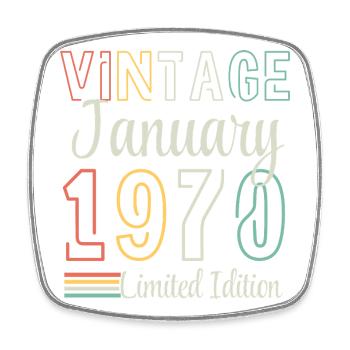 Vintage Février 1970 – Édition Limitée Anniversair - Magnet carré - blanc - Devant