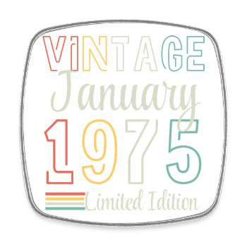 Vintage February 1975 – Anniversair Limited Edition - Square fridge magnet - white - Front