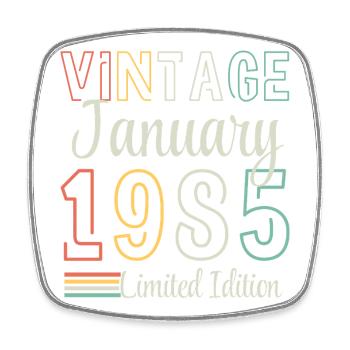 Vintage February 1985 – Anniversair Limited Edition - Square fridge magnet - white - Front