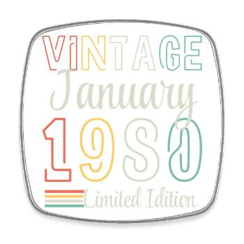 Vintage February 1980 – Anniversair Limited Edition - Square fridge magnet - white - Front