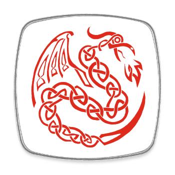 Roter keltischer Drache - Viereckiger Kühlschrankmagnet - Weiß - Vorne