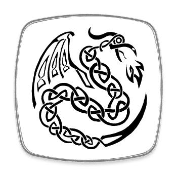Schwarzer keltischer Drache - Viereckiger Kühlschrankmagnet - Weiß - Vorne