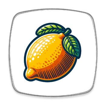 Bright lemon with leaf - Square fridge magnet - white - Front