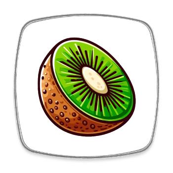 Kiwi éclat cartoon vert et brun - Magnet carré - blanc - Devant