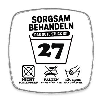 27 Geburtstag – Sorgsam Behandeln Lustiges  - Viereckiger Kühlschrankmagnet - Weiß - Vorne