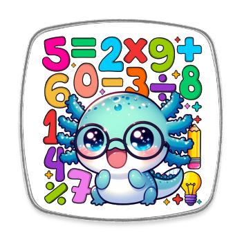 Number Day Kawaii Math Dragon with Colorful Number - Square fridge magnet - white - Front