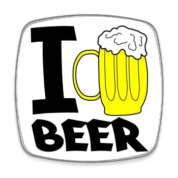 Croquis de chope de chope de bière jaune - Magnet carré - blanc - Devant
