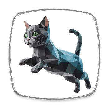 Kätzchen - Cooles Low-Poly-Logo - Viereckiger Kühlschrankmagnet - Weiß - Vorne