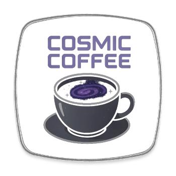 Kosmischer Kaffee Galaxie Becher - Viereckiger Kühlschrankmagnet - Weiß - Vorne