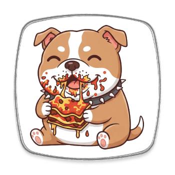 Pitbull Chien Lasagne Nourriture Plaisir Italien - Magnet carré - blanc - Devant