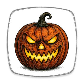 Effrayant Halloween Citrouille Face Chemise - Magnet carré - blanc - Devant