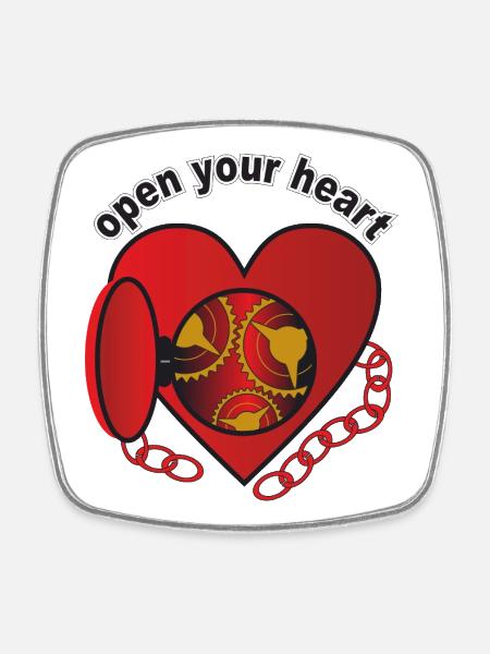 open_your_heart - Magnet carré - blanc