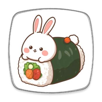 Panda Sushi – Oil Painting Anime Style - Viereckiger Kühlschrankmagnet - Weiß - Vorne