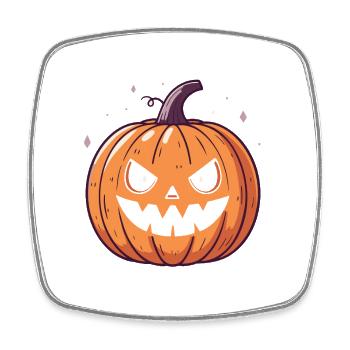 Kürbis Halloween Gelbgold Karikatur - Viereckiger Kühlschrankmagnet - Weiß - Vorne