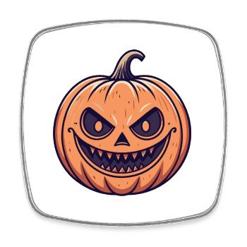 Evil pumpkin with a sinister smile - Square fridge magnet - white - Front