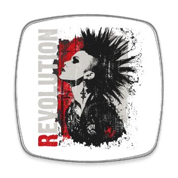 Punkrock Mädchen Revolution - Viereckiger Kühlschrankmagnet - Weiß - Vorne