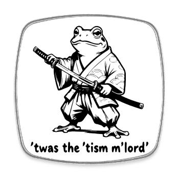Samurai frog in black and white kimono - Square fridge magnet - white - Front
