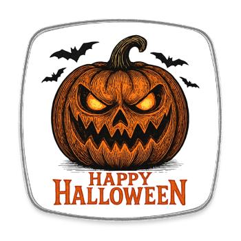 Halloween Kürbis Grusel Shirt - Viereckiger Kühlschrankmagnet - Weiß - Vorne