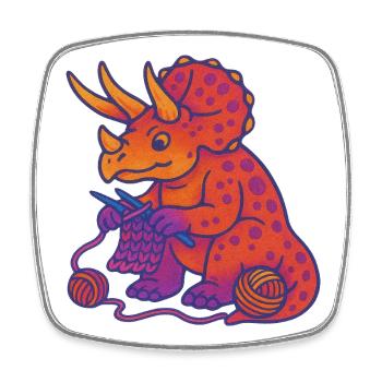 Stricken Dino Triceratops Neon Farbverlauf - Viereckiger Kühlschrankmagnet - Weiß - Vorne