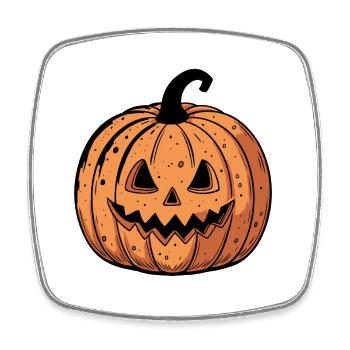 Citrouille Jack-o'-lantern Orange Noire - Magnet carré - blanc - Devant