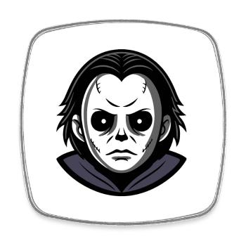 Böse Halloween-Maske monochromer Kapuzenpullover - Viereckiger Kühlschrankmagnet - Weiß - Vorne