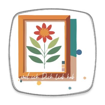 Flower in Picture Frame Love - Square fridge magnet - white - Front