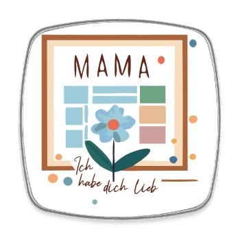 Mom Flower Greeting - Square fridge magnet - white - Front