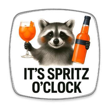 C’est Spritz O’Clock Idée de cadeau pour la fête du raton laveur - Magnet carré - blanc - Devant
