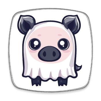Cochon Halloween Fantôme Sanglier - Magnet carré - blanc - Devant