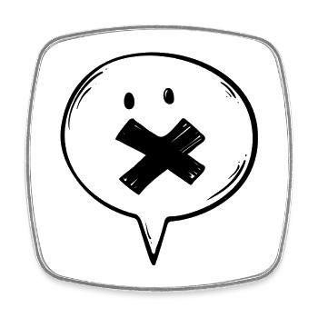 Speech Bubble Mute - Square fridge magnet - white - Front