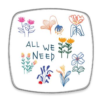 All We Need Blumen - Viereckiger Kühlschrankmagnet - Weiß - Vorne