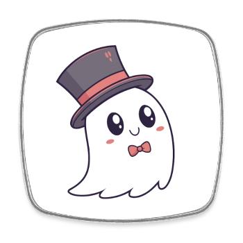 Fancy Ghost Hat and Bow Tie - Square fridge magnet - white - Front