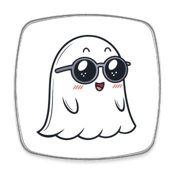 Ghost Soft Dark Brille - Viereckiger Kühlschrankmagnet - Weiß - Vorne
