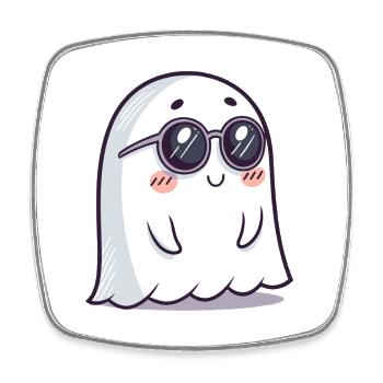 Fantôme Chic Lunettes Noires Dessin Animé - Magnet carré - blanc - Devant